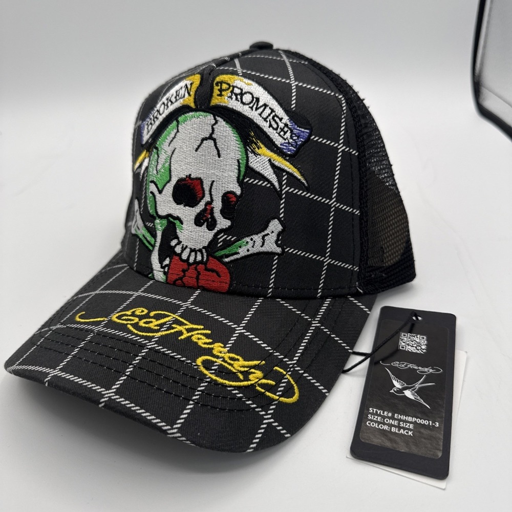 Ed Hardy‎ x Broken Promises Wasted Love Black Snapback Trucker Hat Cap NWT's